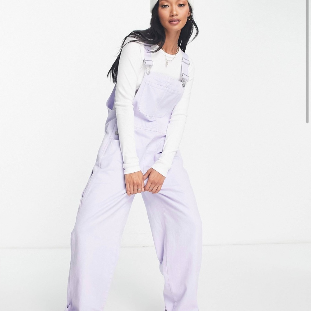 Madewell Oversized Denim Overalls in Lilac Wash